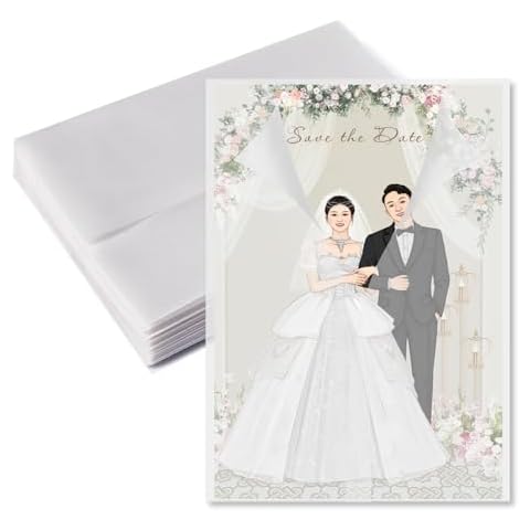 TEETOOKEA 100 Pack Pre-Folded Vellum Jackets for 5x7 Invitations - Transparent Wedding Invitation Wraps - 115GSM Luxury Vellum Paper - Ideal for Wedding Cards and Scrapbooking Cover