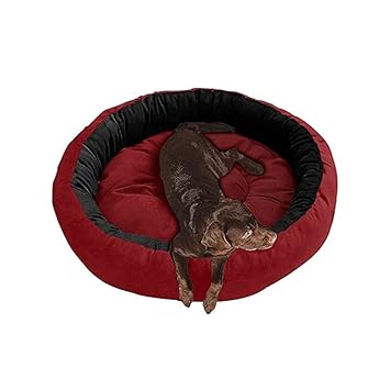 MR.BOT Luxurious and Durable Polyester Filled Soft Dual Colour Dog/Cat Bed (XL, Maroon&Black )