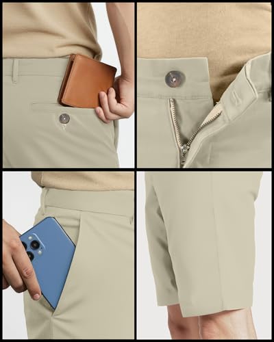 NY Threads Mens Chino Shorts 10 Inch Inseam Flat-Front with Pockets, 38, Light Khaki - Image 5