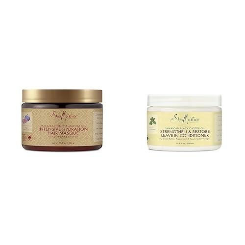 SheaMoisture Mascarilla de hidratación intensiva para el cabello, miel de manuka y aceite de mafia para aceite de ricino negro seco y jamaicano,