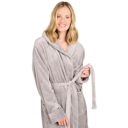 Blumtal Bademantel Damen & Herren XL - OEKO-TEX zert. Morgenmantel, extra saugstark, Mikrofaser, weich, Grau