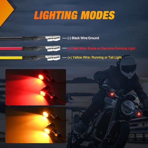 Image of Nilight Motorcycle Rear LED Turn Signals Brake Tail Light Red Yellow Beam Mini Size Blinkers Compatible with Harley Honda Kawasaki Suzuki Triumph Yamaha Cruiser