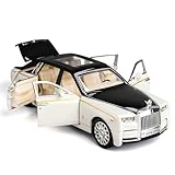 BDTCTK 1/32 Rolls-Royce Phantom Model Car,Zinc Alloy Pull Back Toy car with Sound and Light for Kids Boy Girl Gift(White)