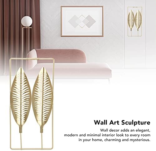 Les-Theresa Gold Metal Wall Decor 2pcs Gold Wall Decor, Gold Wall Sculptures With Frame, Wall Decoration For Living Room Gold, Bedroom, Office Study