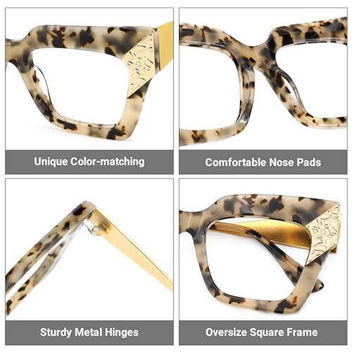 Image of Zeelool Retro Oversized Square Blue Light Blocking Glasses ZJGA652634-01B Tortoise