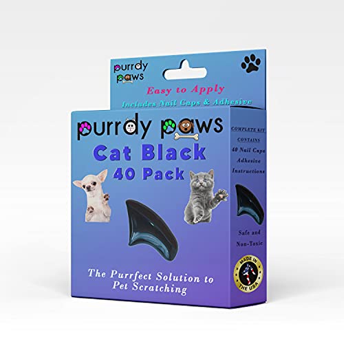 Image of 40 Pack Soft Nail Caps for Cat Claws Black Kitten