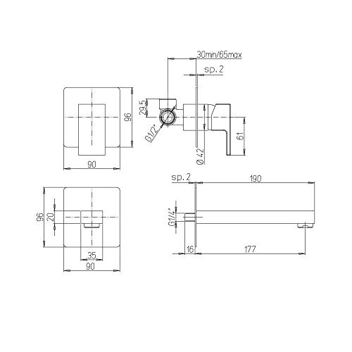 Paini Dax Miscelatore monocomando Lavabo a Parete