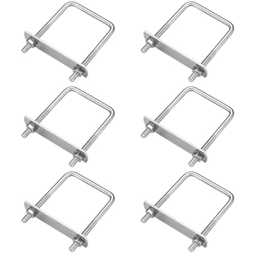 wadafen 6 Pièces Boulons en U Acier Inoxydable M6 x 50 x 80mm, U Bolts, Visse Forme U Avec Ecrous Plaques, Boulons de Serrage Fixation pour Remorques,...