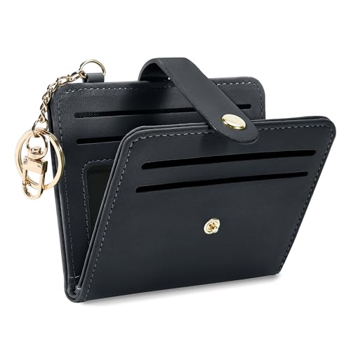 Image of Airkit Small Wallet Women RFID, PU Leather Card Holder with Keychain | Slim Compact Zipper Coin Purse for Ladies, Travel Holiday Gifts for Mom, Cute Mini Bifold Wallets