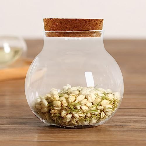 Round Glass Jar Storage Container, Plant Terrarium Display Glass, Moss Ball Bud Vases Jars, Easter Candy Jar Kitchen Canisters with Lid, for DIY Party Mason Jars Crafts Christmas Decoration (S)