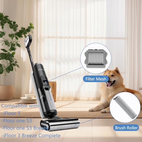Image of Replacement Filters Brush Rollers Compatible with Tineco S3 Serise Cordless Wet Dry Vacuum Cleaner, Accessories inclue 2 Filters & 1 Brush Rollers, Efficient Replacement Part for Clean Floors