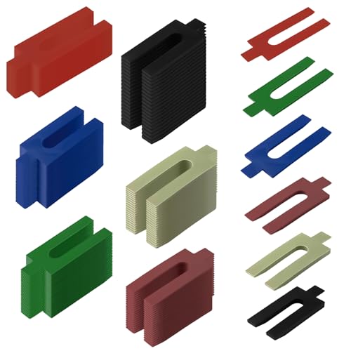 LWLWA Cale Plastique, 150 Pièces Entretoise Plastique, 1/2/3/4/5/6 mm Jeu de Cale, 6 Sortes de Couleurs Cale Fourchette, pour le Travail du Bois, Terrasse,...