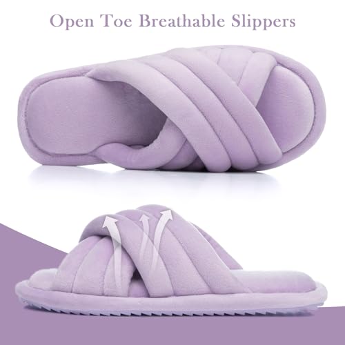 Image of GOEWY Cross Band Slippers for Women with Cozy Memory Foam Machine Washable | Open Toe Summer Cute Slipper,Soft Black House Shoes Slides,Indoor Outdoor Non-Slip Slip On,Gifts for Women Ladies Her Mom