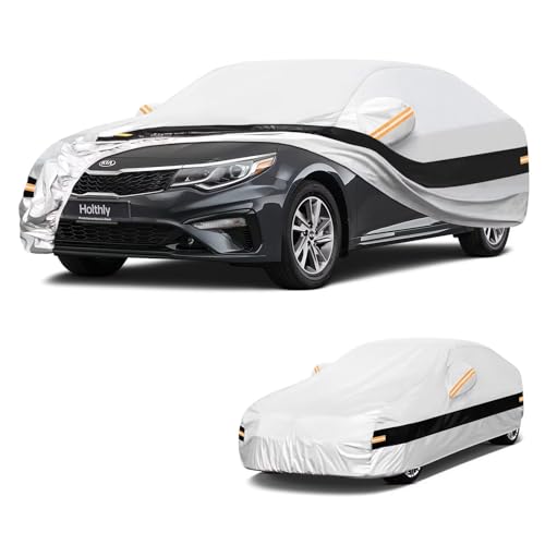 Image of 10 Layers Car Cover Custom Fit for KIA Optima KIA K5(2000-2026), Waterproof All Weather for Automobiles, Outdoor Full Cover Sun Dust Rain Protection with Cotton. Silver