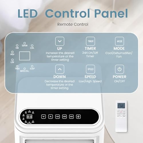 Image of Electactic 8000 BTUs Portable Air Conditioners for Room up to 350 Sq. Ft, Portable AC Unit with Cool /Fan /Dry /Sleep Mode, 24H Timer, Remote Control, Window Kit, for Bedroom
