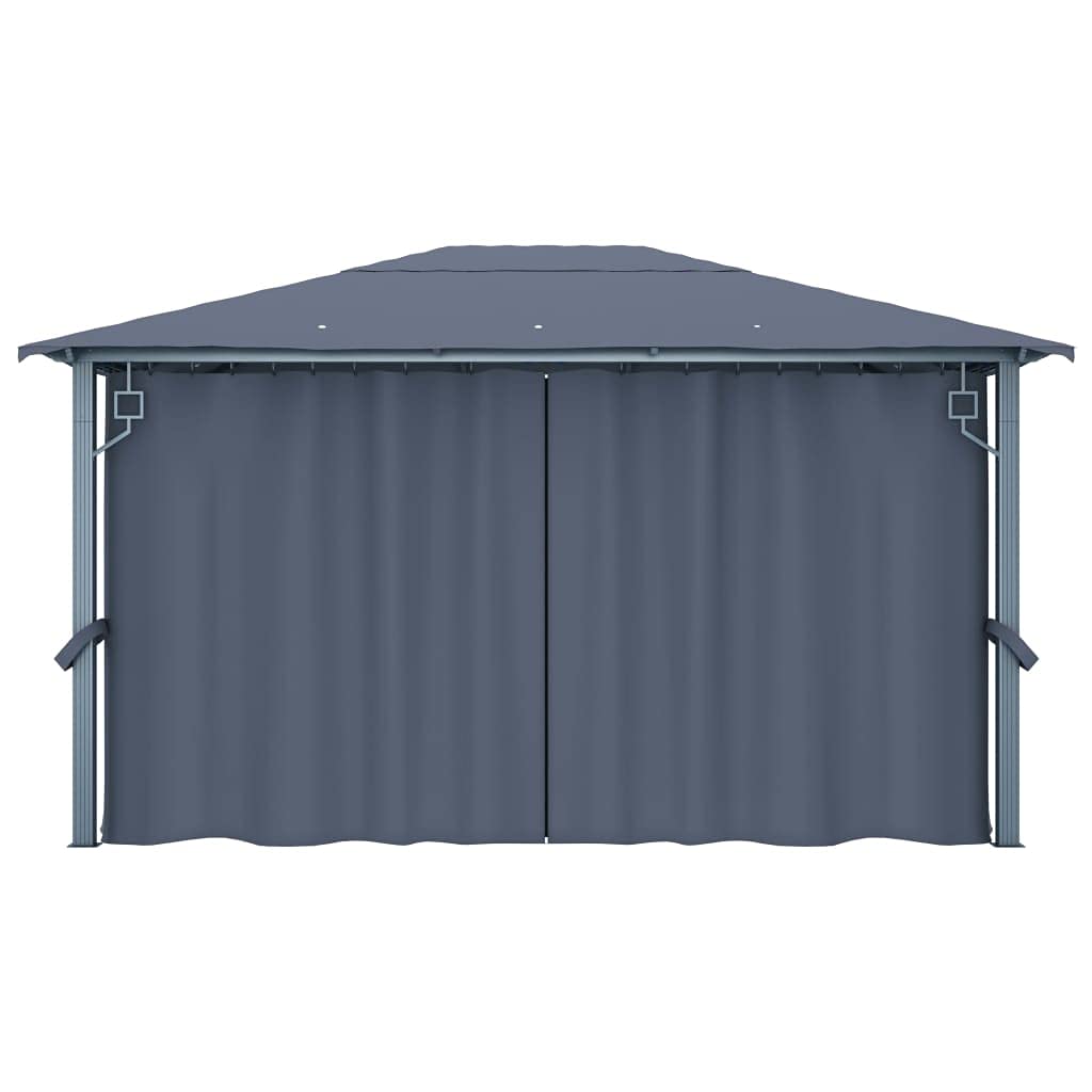 Generico Gazebo con Tende e Luci LED 400x300 cm Antracite in Alluminio,Antracite,45.41kg,3070336