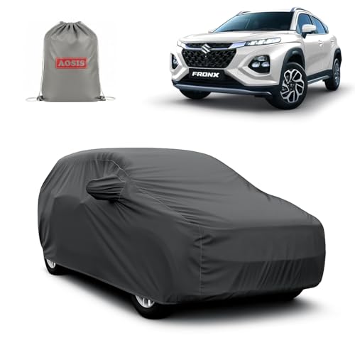 Image of AOSIS 'Waterproof' Car Cover Compatible with Maruti Suzuki Fronx 2023-2025 Year Model 300 GSM Uly Coated Thick Fabric 4X4, Adjustable Belt Buckle, Elastic Grip