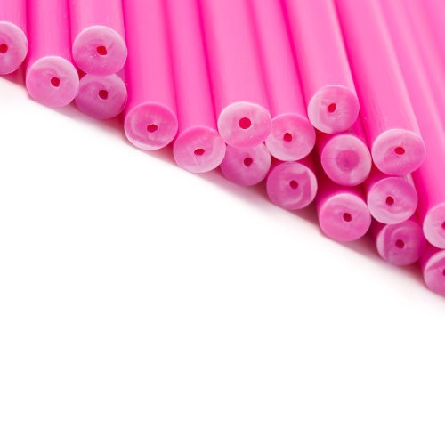 x50 114mm x 4mm Pink Coloured Plastic Lollipop Lolly Cake Pop Sticks Crafts by Loypack