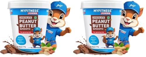Image of MYFITNESS Peanut Butter Junior Chocolate Spread Smooth 510g | Specially Made for Kids & Teens | Rich in Calcium, Iron, Vitamins & Minerals | Healthier Choco Spread for Breakfast, Snacks & Lunch Box