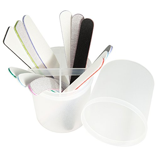 NAILFUN vijlbox + 12 verschillende professionele nagelvijlen 80 tot 240 korrel - professionele bewaardoos voor vijlen met inlet kruis - transparant frosted