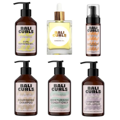 Bali Curls Complete Curl Care Kit - rutina completa de cuidado y peinado para rizos definidos - Champú, acondicionador, volumen, cuidado y definición