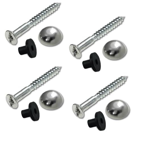 Pack of 4 Zinc Mirror Screws 32mm with Rubber Washers – 13mm Polished Chrome Dome Caps, Rust-Proof Decorative Fixings