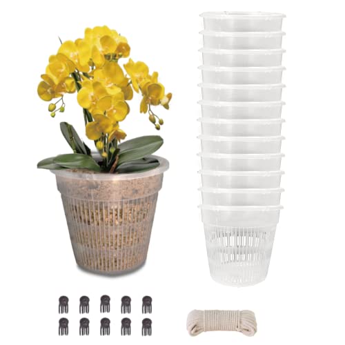 Tialero Orchid Pots, 12 Pack 4.5in Orchid Pots with Holes, Breathable Slotted Orchids Planter for Small and Medium Sized Orchids(12Pcs 4.5in)
