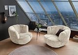 Muriel Sessel Wohnzimmer, Ivory - Bequemer Fernsehsessel Relaxsessel drehbar - 101 x 69 x 107 cm (B/H/T)