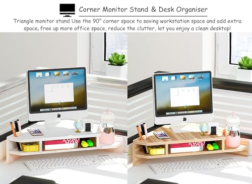 Support de moniteur d'angle de bureau triangulaire avec porte-gobelet - 3