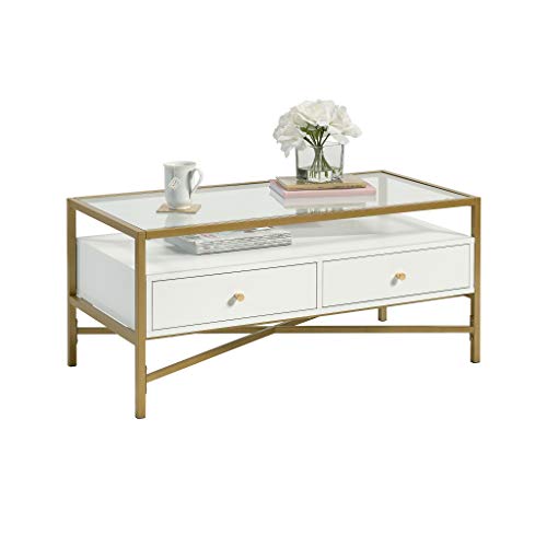Sauder Harper Heights Coffee Table, L: 39.37" X W: 19.69" X H: 17.72", White Finish #TOP5