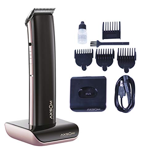 AXSOM I-TRIM II Tondeuse professionnelle sans fil pour cheveux et barbe avec lames en acier de haute qualité, 3 peignes guide jusqu'à 60 min d'utilisation, tondeuse à cheveux noire Cover