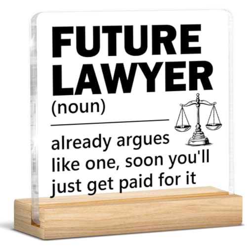 Future Lawyer Gifts for Men Women, Graduation Christmas Birthday Gifts for Law Student Bar Exam, Future Lawyer Acrylic Plaque Sign Home Office Desk Decor