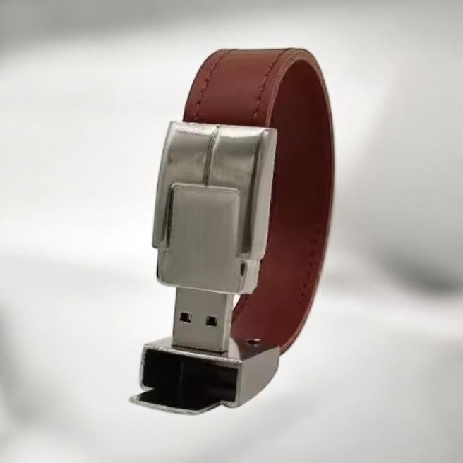 PU Leather Wristband USB Flash Drive, 2.0 Interface, 10Mbps Transfer Speed, Designer Pen Drive with Premium Grade A Chips (Brown, 64, GB)