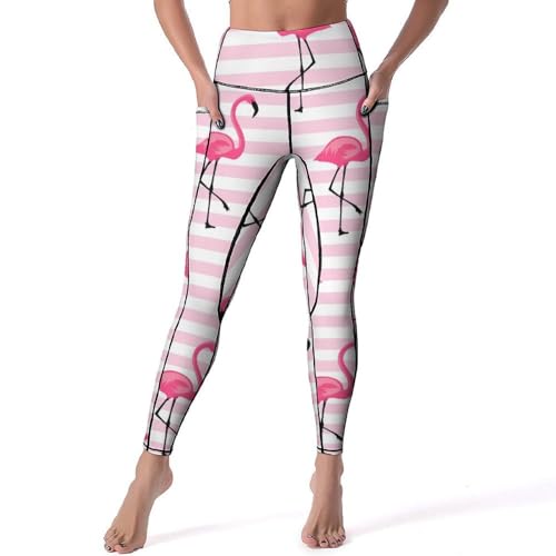Legging flamant rose femme taille haute taille S pour sport et gym