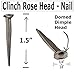 1.5”- CLINCH ROSE HEAD Nails - Metallic Color - Antique rustic restoration accent nails for hanging, furniture, cabins, shutters, flooring – Decorative clavos nails – Distinct SQUARE HEAD Nail 1.5 in