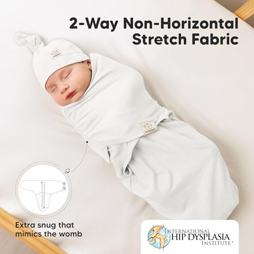 Image of KeaBabies 3-Pack Swaddles for Newborns, Girls, Boys with Hats - Organic Soft Baby Sleep Sacks, Breathable Baby Swaddle 3-6 Months Beanies Set, Premie Infant Sleep Sack 0-3 Months (Soft White)
