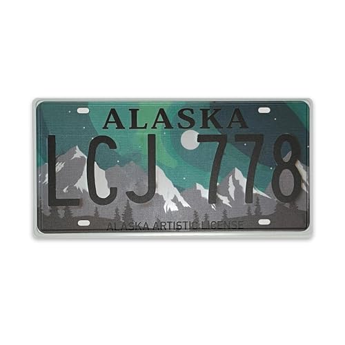 Retro Alaska License Plate Car Decor License Plates,Room Decoration,License Plate Souvenir,Retro Rusty Metal License Plate Souvenir Front of Car Decorative 12
