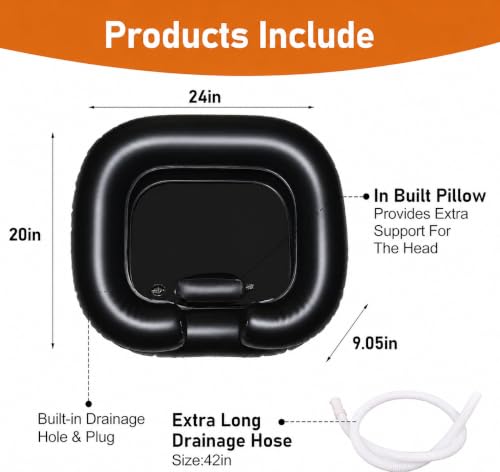 Image of Clefairy Inflatable Hair Washing Tray with an Air Pump, Portable Basin for Seniors Children Pregnant Wounded Disabled, Mobile Salon Equipment in Bed or on Wheelchair (BIG)