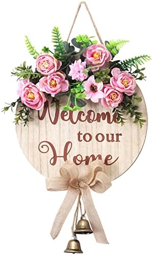 LITIALLY Welcome Sign for Front Door Decor for Hanging Farmhouse Porch, Outdoor Wall, Door Signs for Home, for Spring Summer Fall All Seasons All Holiday