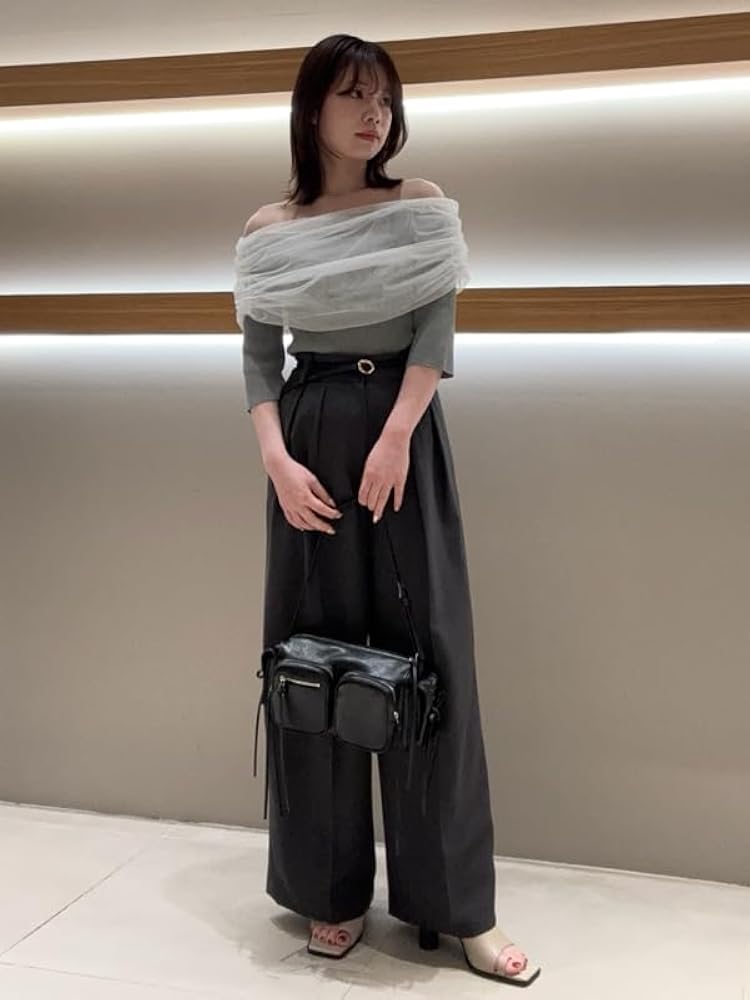 Amazon | [フレイ アイディー] チュールコンビオフショルニット