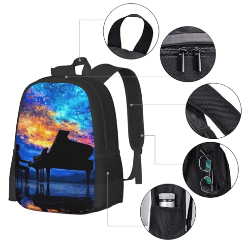 17 Inch Backpack for Sleeping Tiger in A Field of Flowers Lightweight Adjustable Animal Backpacks with Mesh Side Pockets for Travel Outdoor Sports4