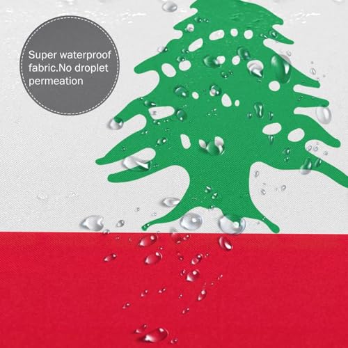 Rideau de douche drapeau Liban en polyester 183x183 cm avec 12 oeillets