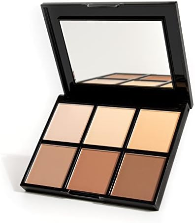 Palladio Definer Contour and Highlight Palette, Perfect for Sculpting Facial Features, Blendable Satin Finish Colors, 6 shades for Contouring and Highlighting, Compact Powder with Mirror