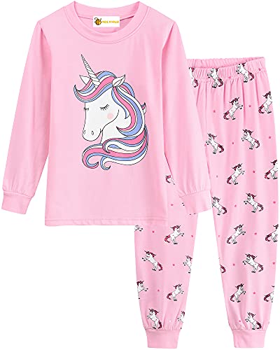 MOLYHUA Einhorn Schlafanzug Mädchen Lang Weihnachten Schlafanzug für Kinder 92 98 104 110 116 122 Cover