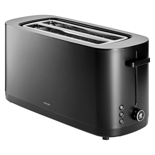 ZWILLING Enfinigy Cool Touch 2 Long Slot Toaster, 4 Slices with Extra Wide 1.5" Slots for Bagels, 7 Toast Settings, Even Toasting, Reheat, Cancel, Defrost, Black