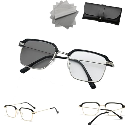 High-Definition Eye Protection Blue Light Filter Intelligent Zoom Progressive Lenses Reading Glasses, Smart Zoom Glasses (Sliver,Intelligent Zoom)