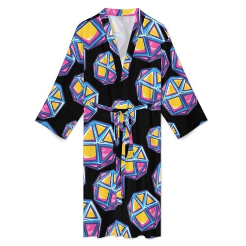 Bata de baño colorida Dice para hombre bata larga de manga larga 4