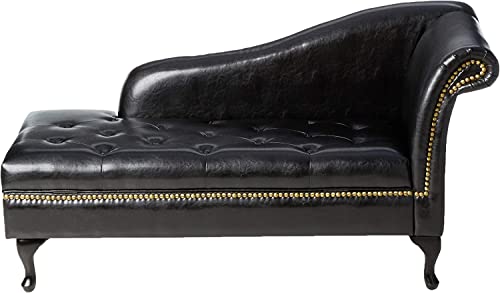 Image of Lazy Couch and Reclining Sofa /Recliner Chaise Longue /Fabric recliners /for Bedroom /Living Room /Office Reception Recliner Lounge Sofa and Armchair (Black Leatherette 1)