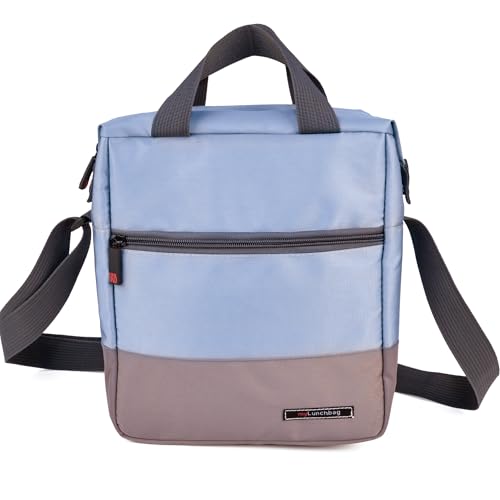 IRIS BARCELONA Urban Lunch Bag Soft, Bolsa Térmica Porta Alimentos de Gran Capacidad con Efecto Nevera para 2 tápers, Bebida o Postre, 2 Bolsillos, Asa de Mano y Bandolera 24 x 11,5 x 27 cm 6,5 l Azul