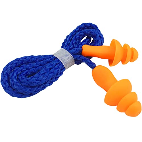 Tapones para los oídos con triple barrera de ruido 28DB y cable anticaída 5 pares